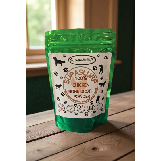 SupaSlurp Chicken Bone Broth – Natural Dog Supplement with Collagen & Minerals